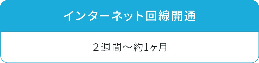 インターネット回線開通 2週間〜約1ヶ月
